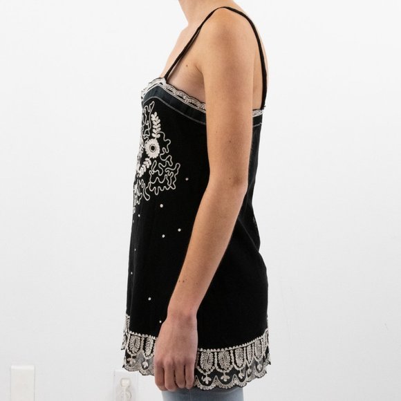 Anthropologie 4 Silk Mesh Embroidered Bow Tank Top - Picture 6 of 9
